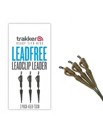 Монтажи за шарански риболов Trakker Leadfree Leadclip Leader, 45 lb, 75 см, 3 бр.