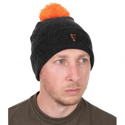 Зимна шапка Fox Collection Booble Hat, Black/Orange