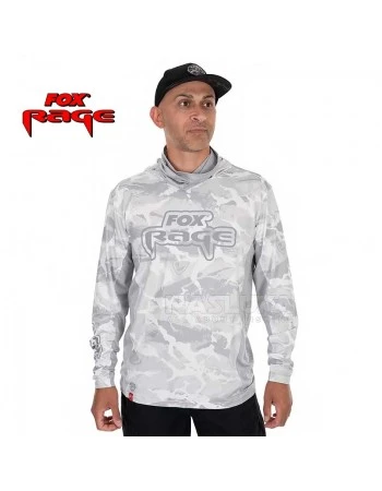 Блуза с дълъг ръкав и UV защита Fox Rage UV Hooded Top, White/Grey
