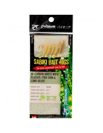 Морско чепаре Pioneer Sabiki Bait Rigs, Flasher/Fish Skin & Lumo Beads, 628G