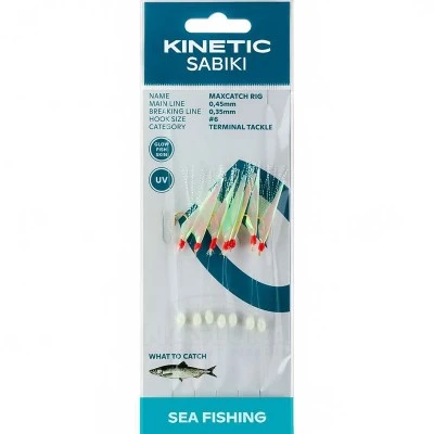 Морско чепаре Kinetic Sabiki Maxcatch Rig, Glow FishSkin
