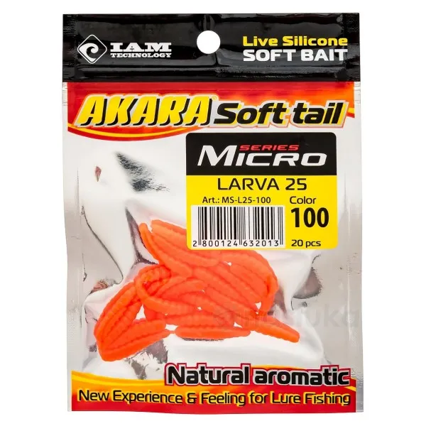 Силиконови ларви Akara Micro Larva, 25 мм, цвят 100, 20 бр. — снимка 2