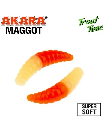 Силиконови примамки Akara Trout Time Maggot, 1.6", 40 мм, Cheese, цвят 470, 10 бр.