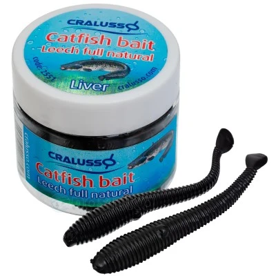 Cralusso Bait Leech Full Natural, Liver - Изкуствени пиявици за сом, аромат Дроб