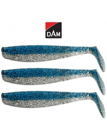 Силиконови примамки DAM Shad PaddleTail, 8см, цвят Blue/Silver, 3 бр.
