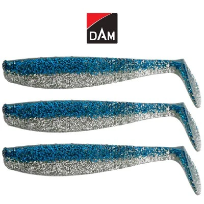 Силиконови примамки DAM Shad PaddleTail, 8см, цвят Blue/Silver, 3 бр.