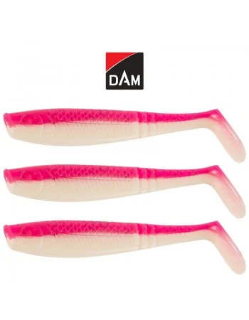 Силиконови примамки DAM Shad PaddleTail, 8см, цвят Pink/White, 3 бр.