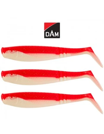 Силиконови примамки DAM Shad PaddleTail, 10см, цвят Red/White, 3 бр.