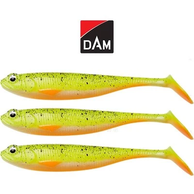 Сет от 3 бр. силиконови шадове DAM Shadster 9см, 7.2г, цвят Lemon Shiner UV