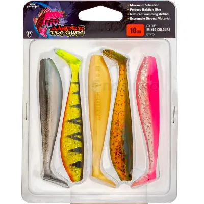 Комплект силиконови шадове Fox Rage Zander Pro Shad Pack UV, 100 мм, NMC002, 5 бр.