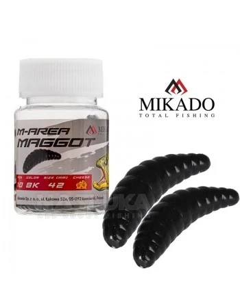 Силиконова ароматизирана камола Mikado M-Area Maggot, 4.2см, цвят BK, 10 бр.