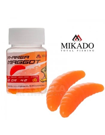 Силиконова ароматизирана камола Mikado M-Area Maggot, 4.2см, цвят OR, 10 бр.