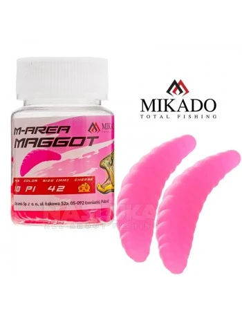 Силиконова ароматизирана камола Mikado M-Area Maggot, 4.2см, цвят PI, 10 бр.