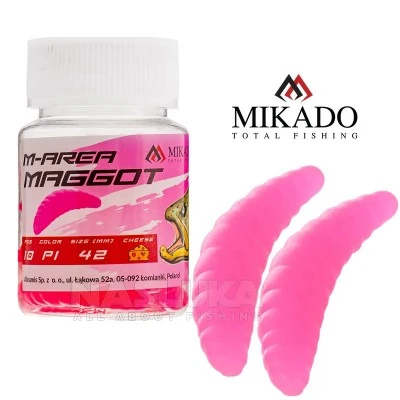 Силиконова ароматизирана камола Mikado M-Area Maggot, 4.2см, цвят PI, 10 бр.