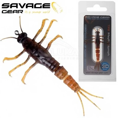 Изкуствена потъваща примамка Savage Gear 3D TPE Mayfly Nymph, 5см, 2.5г, Brown
