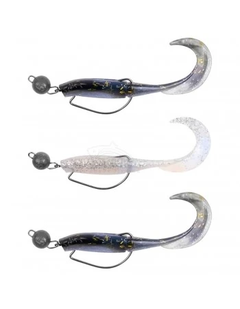 Сет силиконови примамки с куки и чебурашки Zebco Demonic Curly Tails, Natural, 7.5см, 3 бр.