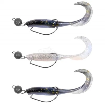 Сет силиконови примамки с куки и чебурашки Zebco Demonic Curly Tails, Natural, 7.5см, 3 бр.
