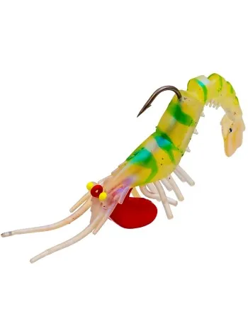 Силиконова примамка, скарида, 7 см, цвят Green Glow