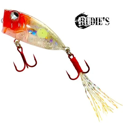 Воблер-попер Rudie's Meba Popper Z 35мм, 3.5г, цвят Red Spot Glow