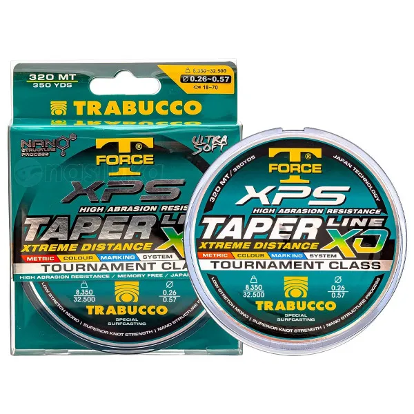 Конусовиден шок лидер Trabucco T-Force XPS Taper Line XD, 0.26-0.57 мм, 320 м — снимка 3