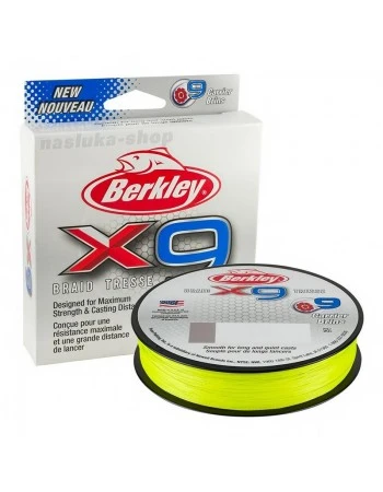 Плетено 9-нишково влакно Berkley x9 Braid Tresse, 150м, цвят Flame Green