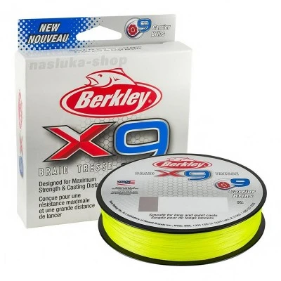 Плетено 9-нишково влакно Berkley x9 Braid Tresse, 150м, цвят Flame Green