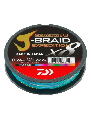 Плетено влакно Daiwa J-Braid x8 Expedition, Multicolor, 300 м
