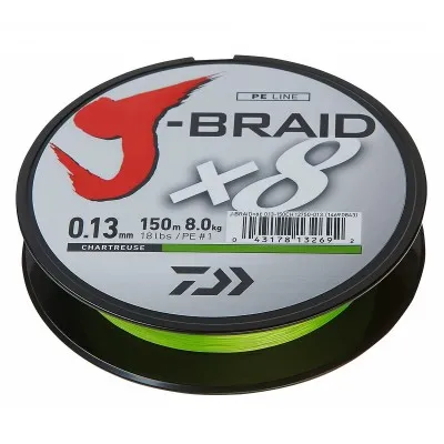 Плетено влакно Daiwa J-Braid x8, Chartreuse, 300 м