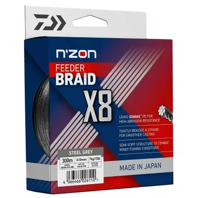Плетено влакно за фидер Daiwa N'Zon Feeder Braid x8, Steel Grey, 150 м