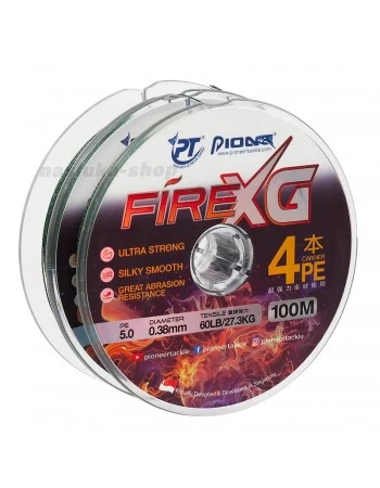 Плетено 4-нишково влакно Pioneer Fire XG 4x, 200м, Dark Green