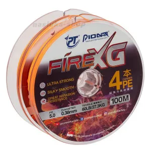 Плетено 4-нишково влакно Pioneer Fire XG 4x, 200 м, Orange Плетено 4-нишково влакно Pioneer Fire XG 4x, 200 м, Orange