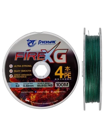 Pioneer Fire XG 4x, Dark Green - Плетено 4-нишково влакно, 100м