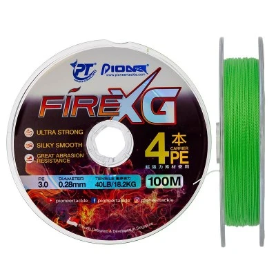 Pioneer Fire XG 4x, Lemon Green - Плетено 4-нишково влакно, 100м