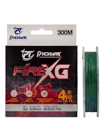 Плетено 4-нишково влакно Pioneer Fire XG, Dark Green, 300м