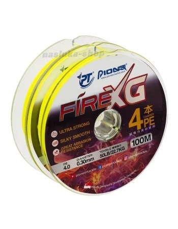 Плетено 4-нишково влакно Pioneer Fire XG 4x, 200м, Yellow