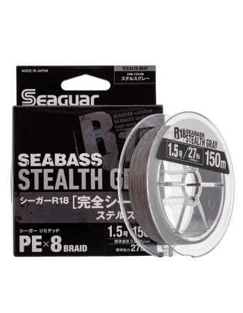 Seaguar R18 SeaBass PEx8, Stealth Gray - Морско плетено влакно, 150м