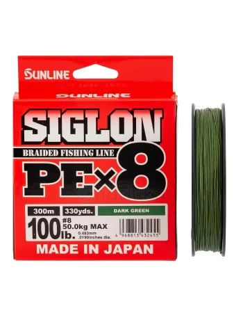 Sunline Siglon PEx8, Dark Green, Японско 8-нишково плетено влакно, 300 м