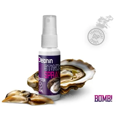 Спрей за изкуствени примамки и стръв Delphin Stinx Spray Oyster 30мл, Transparent