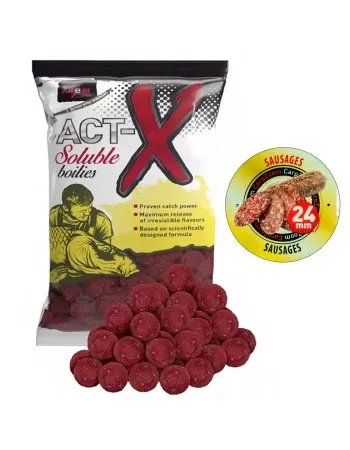 Протеинови разтворими топчета Carp Zoom Act-X Soluble Boilies, 800 г, Sausages