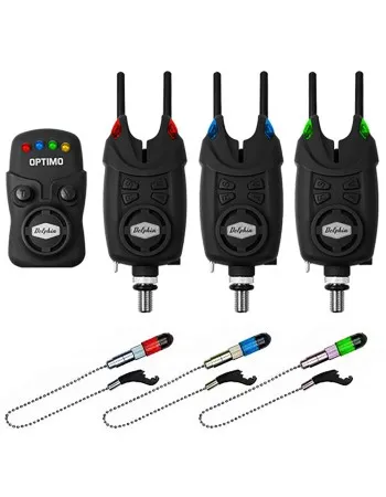 Комплект шаранджийски сигнализатори и обтегачи Delphin Optimo 9V 3+1