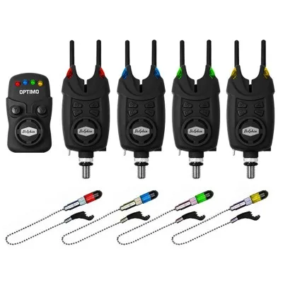 Комплект шаранджийски сигнализатори и обтегачи Delphin Optimo 9V 4+1