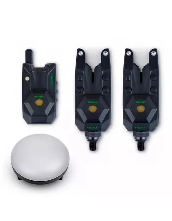 Шарански сигнализатори с централа и лампа Sonik HeroX Bite Alarm Set 2+1