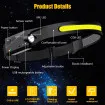 Водоустойчив USB LED челник със сензор за движение 001-1 - за риболов и къмпинг