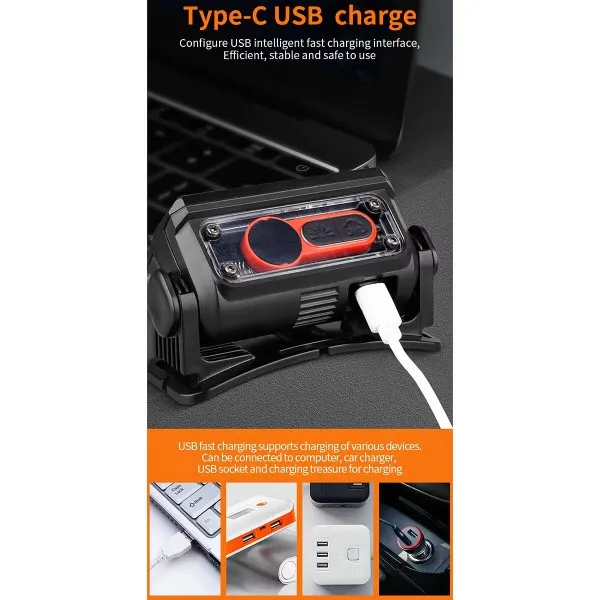 LED челник T145 със сензор за движение и USB Type-C — снимка 4