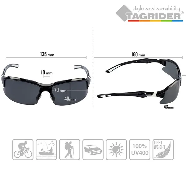Спортни поляризирани очила TAGRIDER N12 - Сиви лещи, UV400 — снимка 5