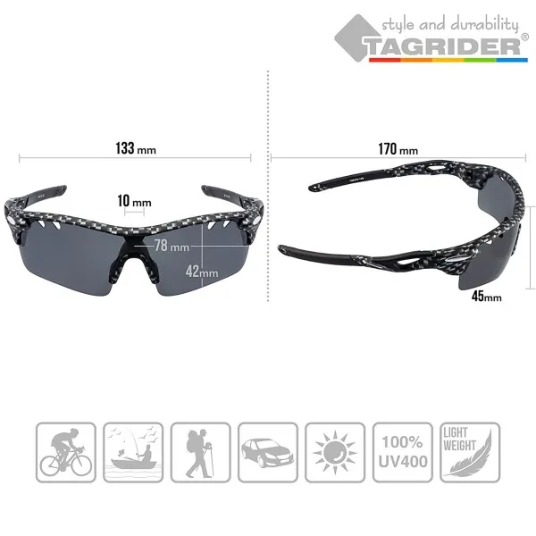 Поляризирани очила TAGRIDER N17 - Сиви лещи, UV400 — снимка 5