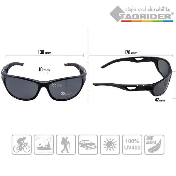 Поляризирани очила за риболов TAGRIDER N21 - Сиви лещи, UV400 — снимка 5