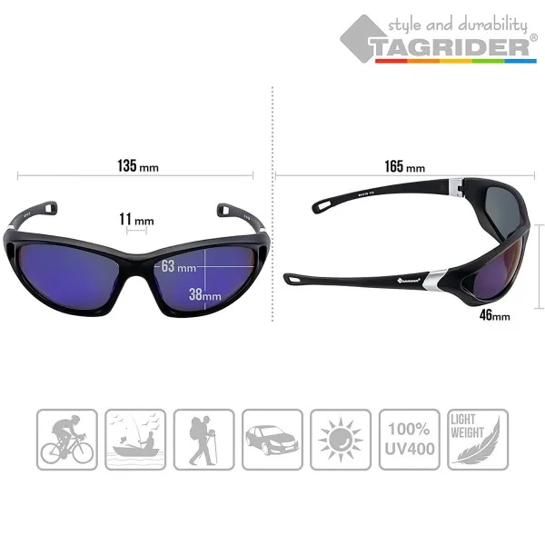 Поляризирани очила TAGRIDER N27 - Сини огледални лещи, UV400 — снимка 5