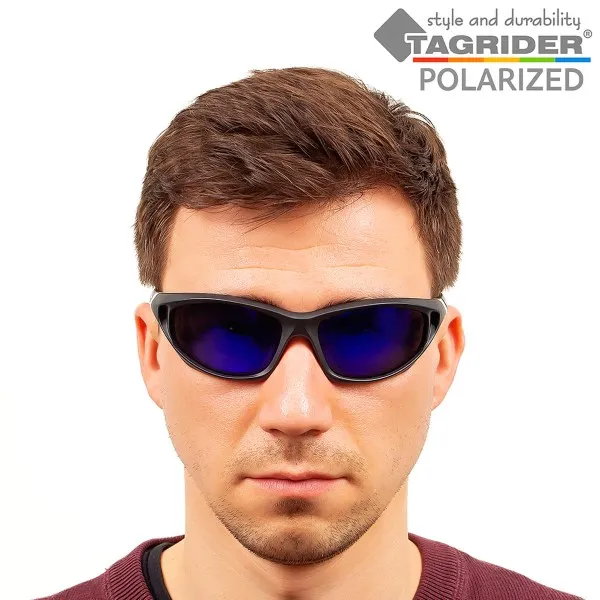 Поляризирани очила TAGRIDER N27 - Сини огледални лещи, UV400 — снимка 9