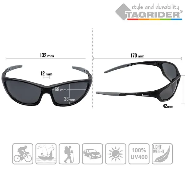 Поляризирани очила за риболов TAGRIDER N28 - Сиви лещи, UV400 — снимка 5